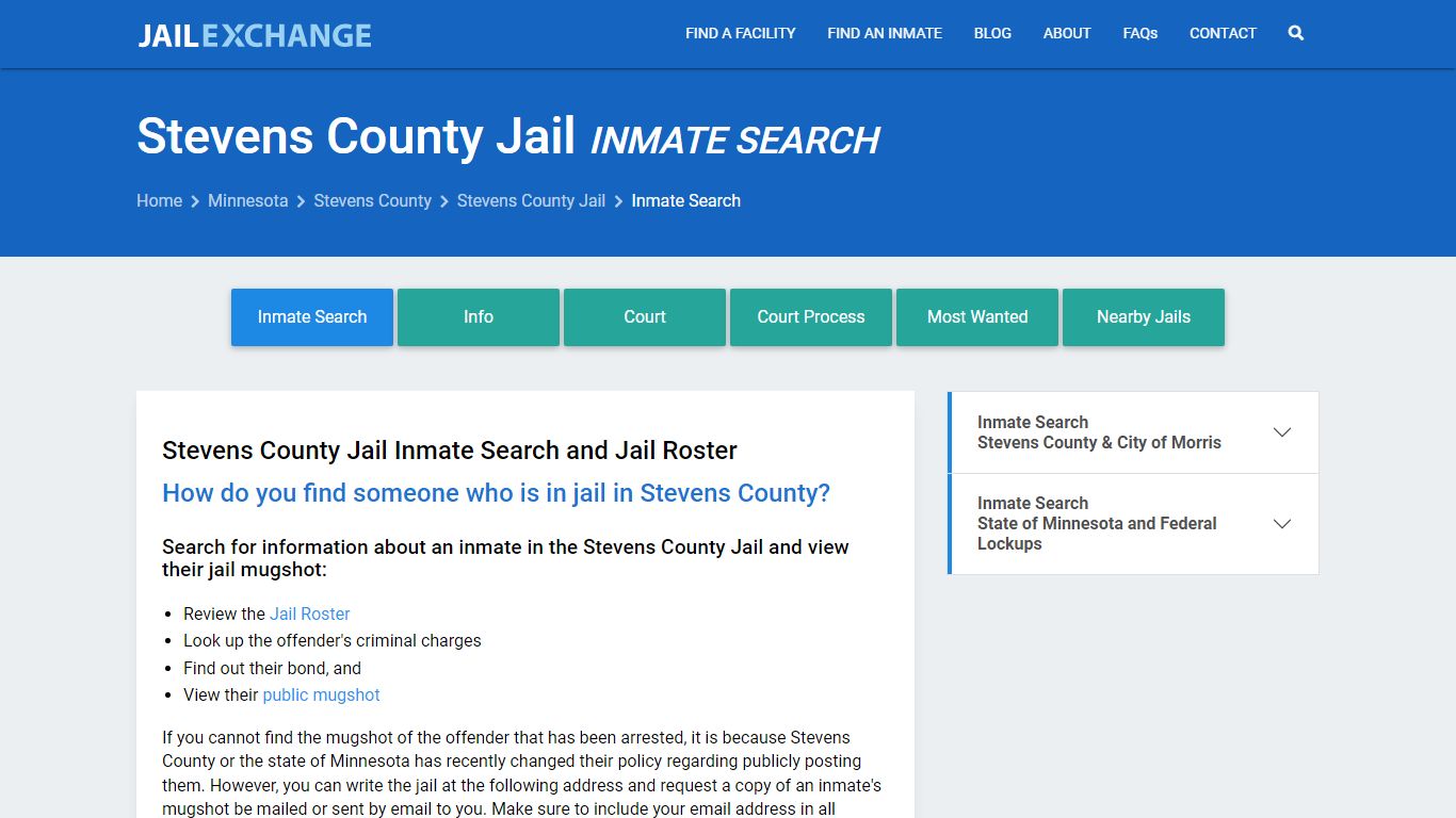 Inmate Search: Roster & Mugshots - Stevens County Jail, MN